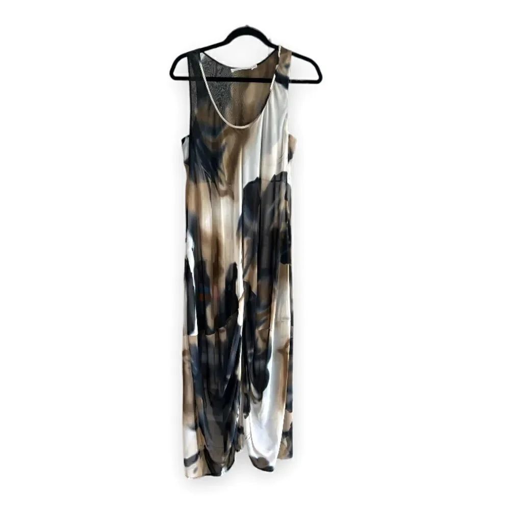 LAUREN VIDAL | Sheer Maxi Boho Black/Cream/Tan Dress (L)